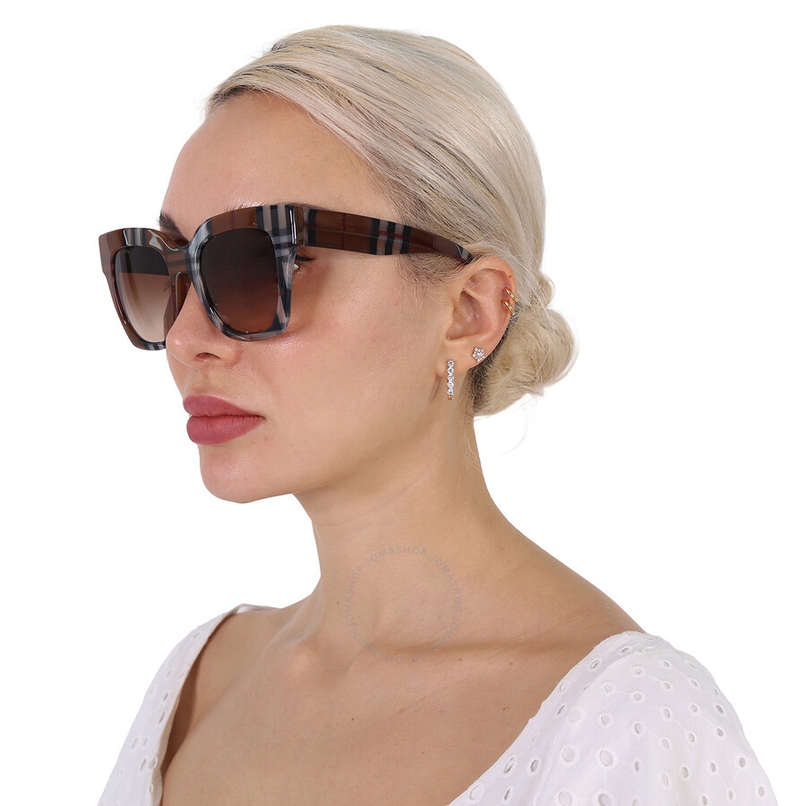 Burberry London | Ladies Kitty Sunglasses in Check Brown/Brown Gradient Burberry Kitty Brown Gradient Cat Eye Ladies Sunglasses  main image 3