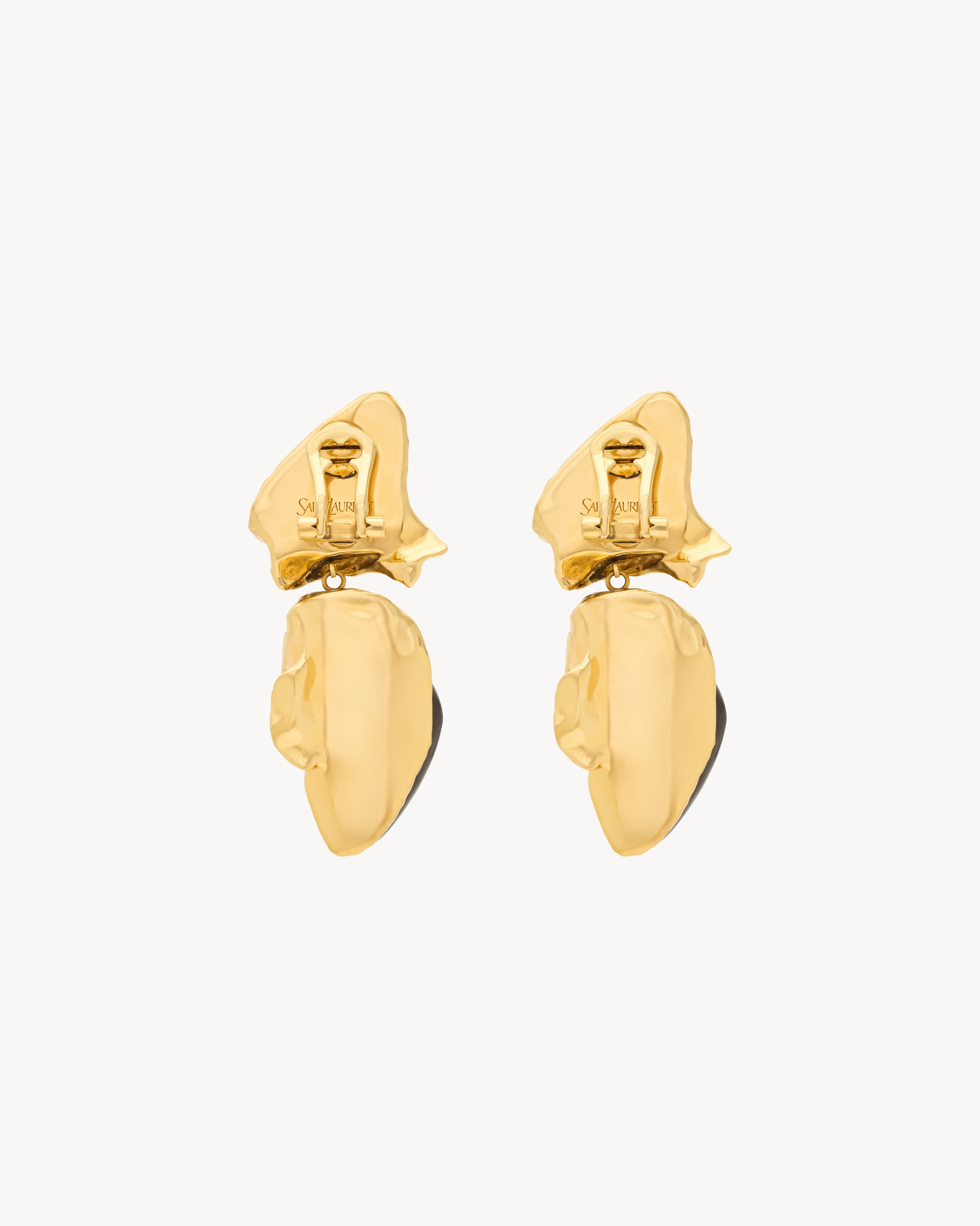 ORGANIC CABOCHON PENDANT EARRINGS IN RESIN AND METAL - 2