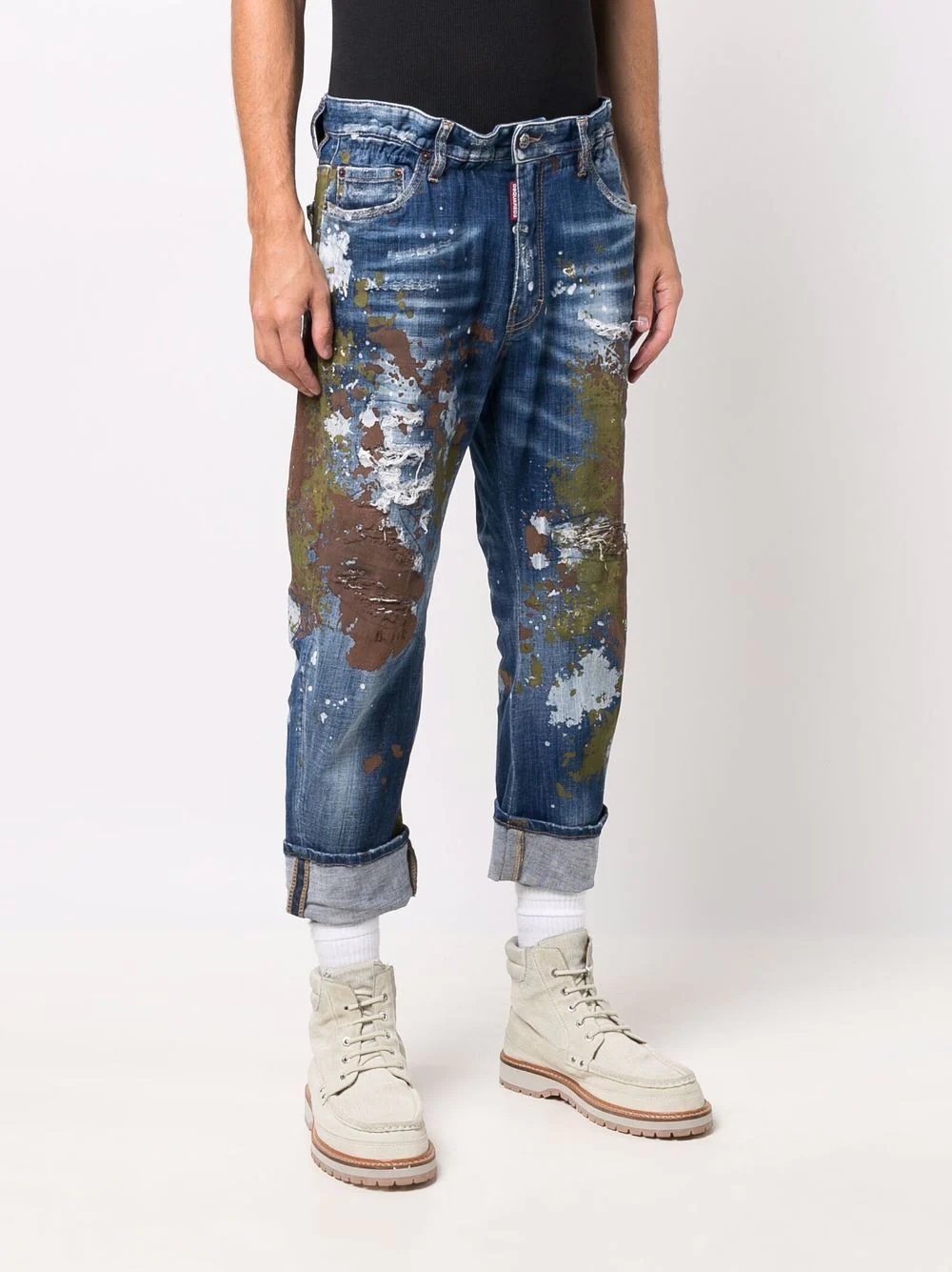 paint-splatter cropped jeans - 3