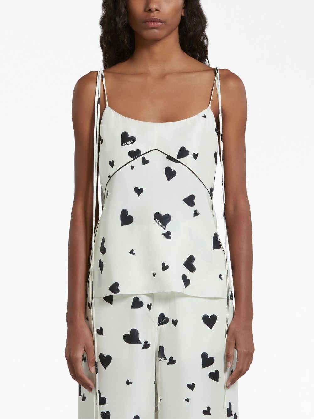 heart-print silk top - 2