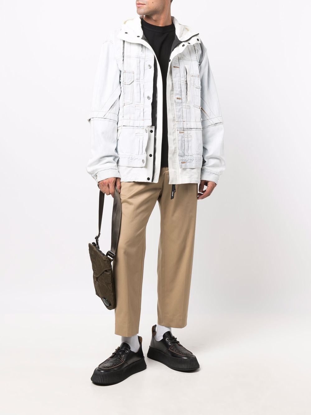 layered contrasting-stitch jacket - 2