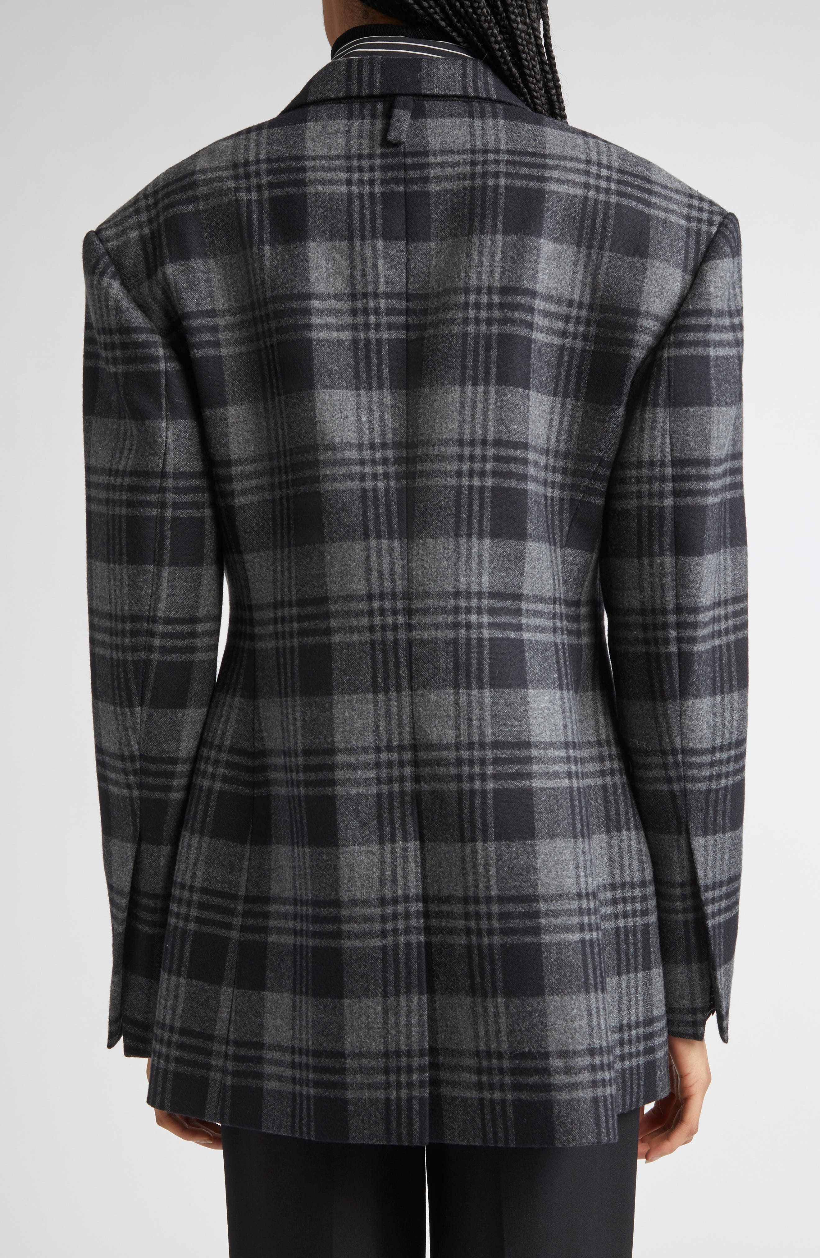 Proenza Schouler Daria Plaid Oversize Virgin Wool Blazer in Grey Multi at Nordstrom - 3