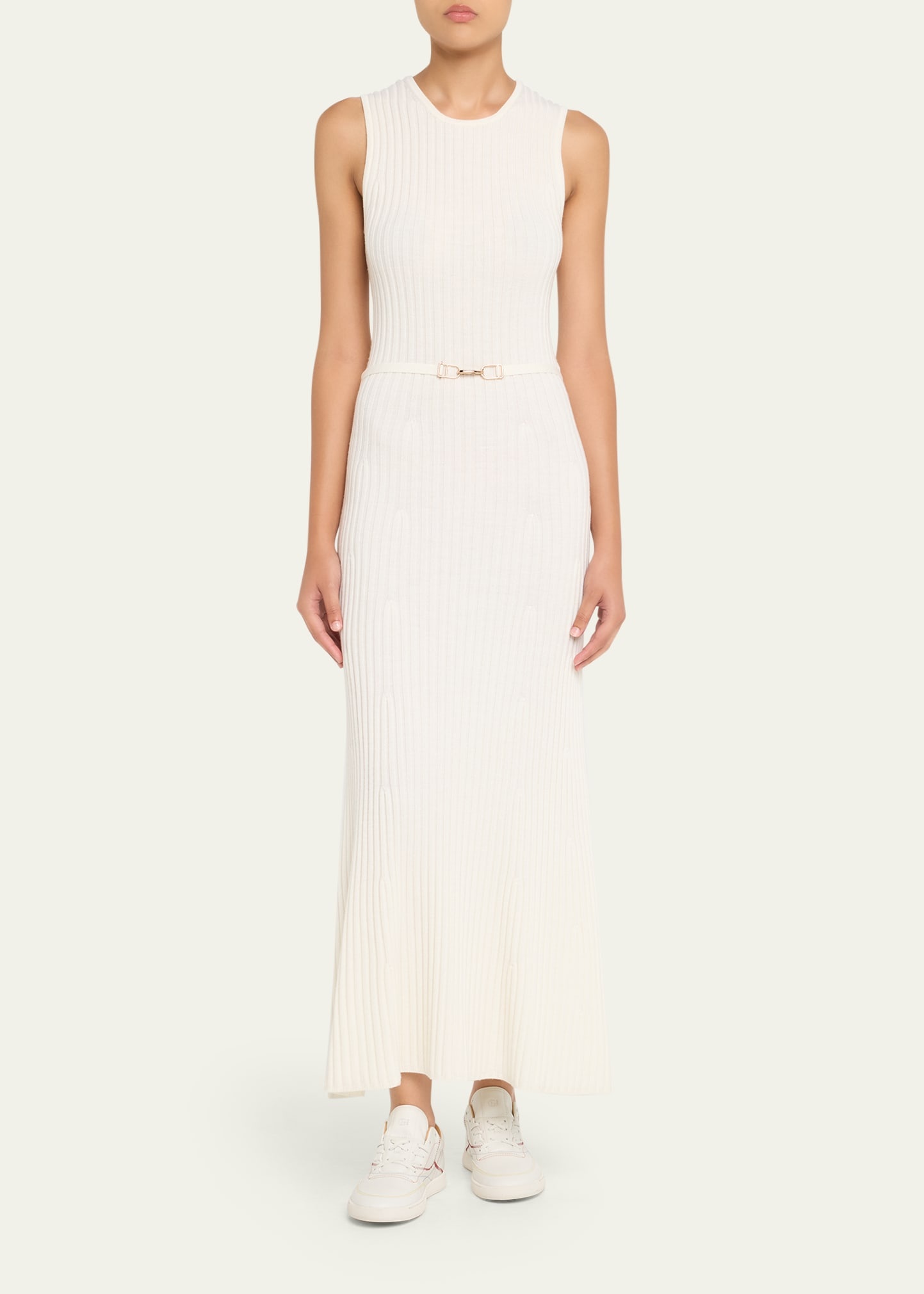 Meier Belted Cashmere Rib Midi Dress - 2