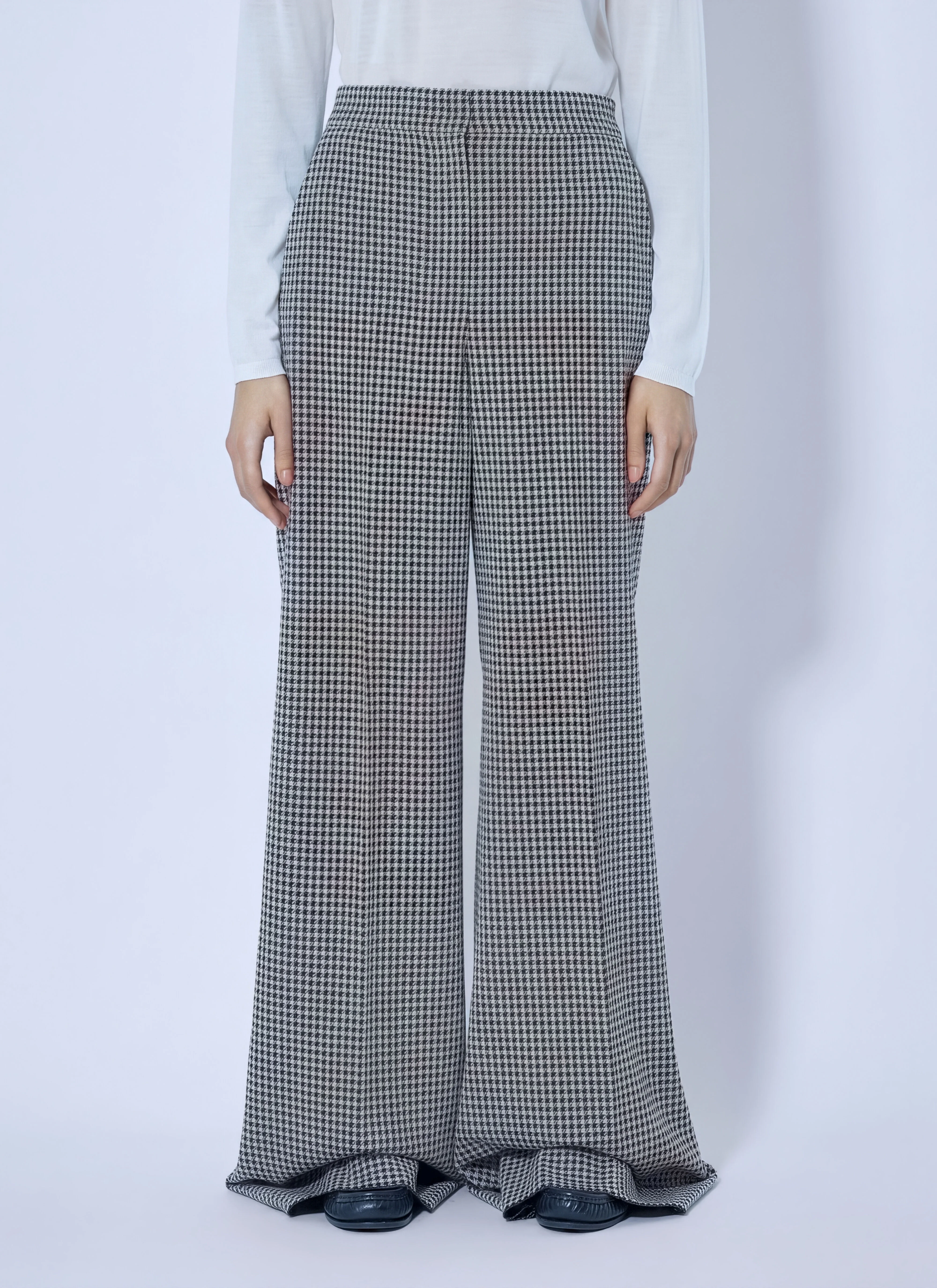 Houndstooth Wide-Leg Trousers - 1