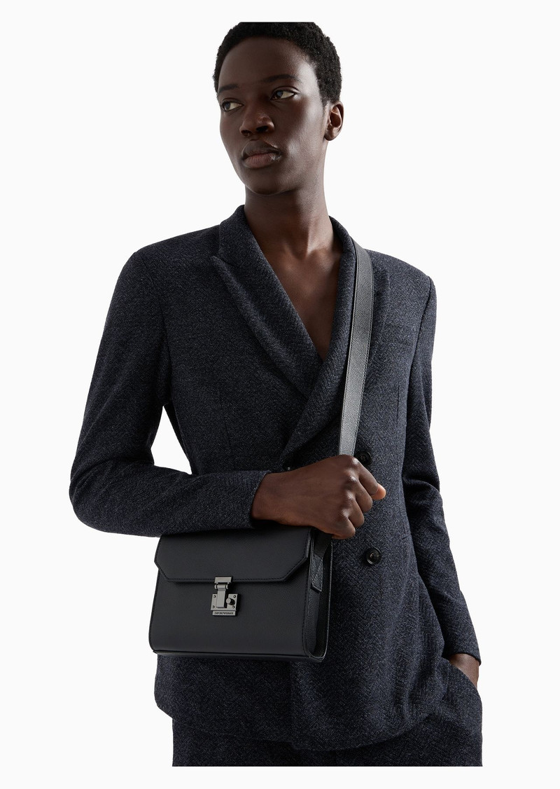 Shoulder bag with flap in tumbled leather 6