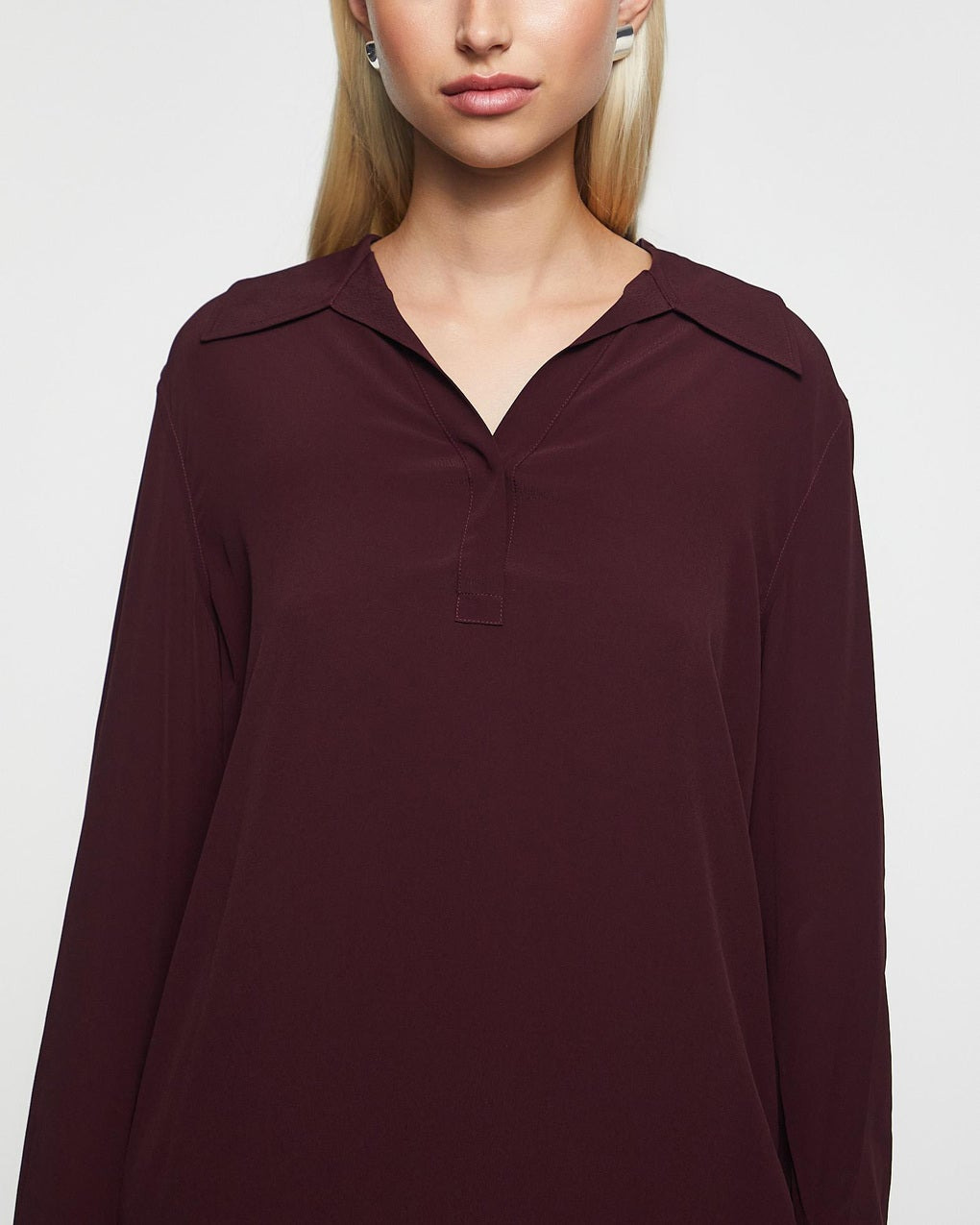 Blouse Half Placket Burgundy - 5