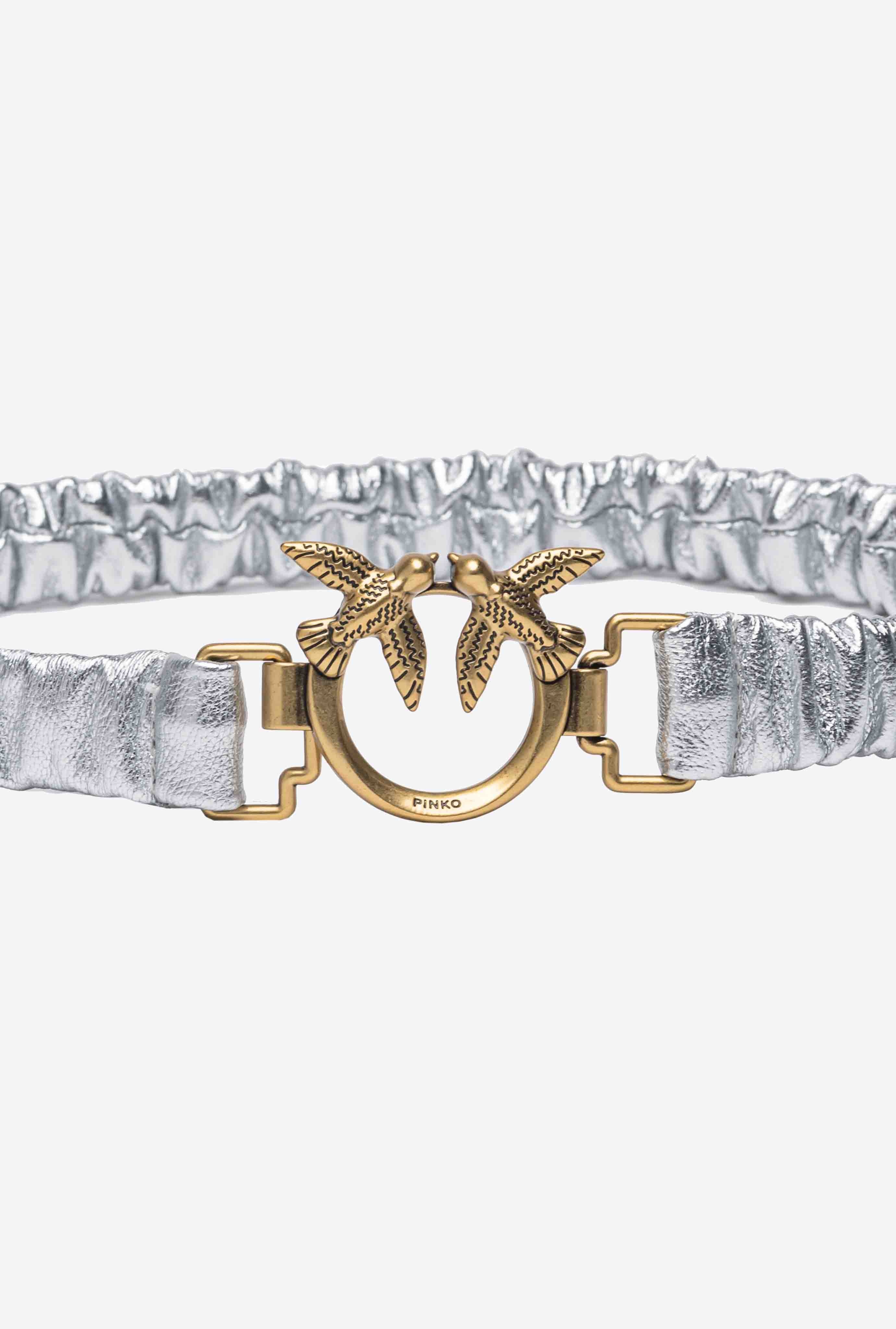 LAMINATED THIN BELT WITH GATHERING AND LOVE BIRDS 2CM - 2