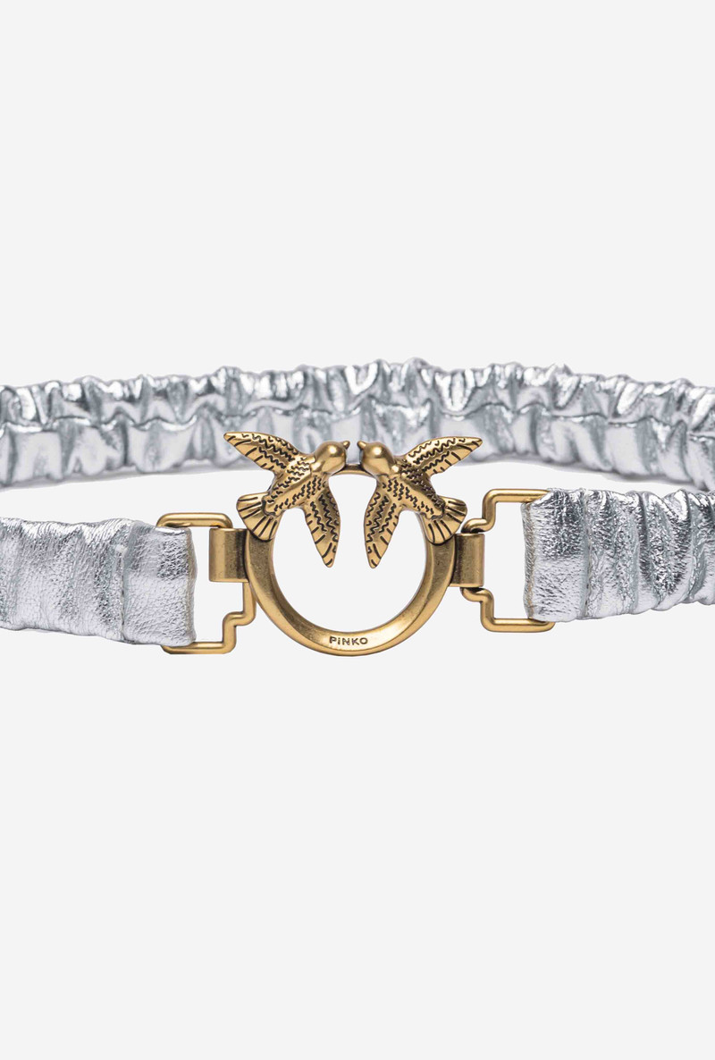 PINKO LAMINATED THIN BELT WITH GATHERING AND LOVE BIRDS 2CM outlook