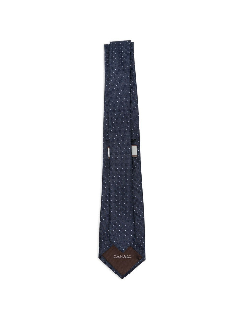 Canali polka-dot basket-weave tie outlook