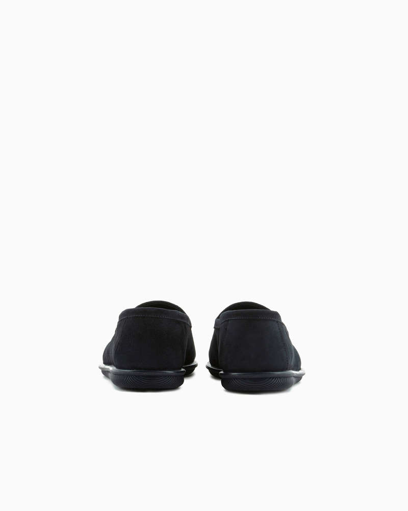 GIORGIO ARMANI Suede loafers with embroidered logo outlook
