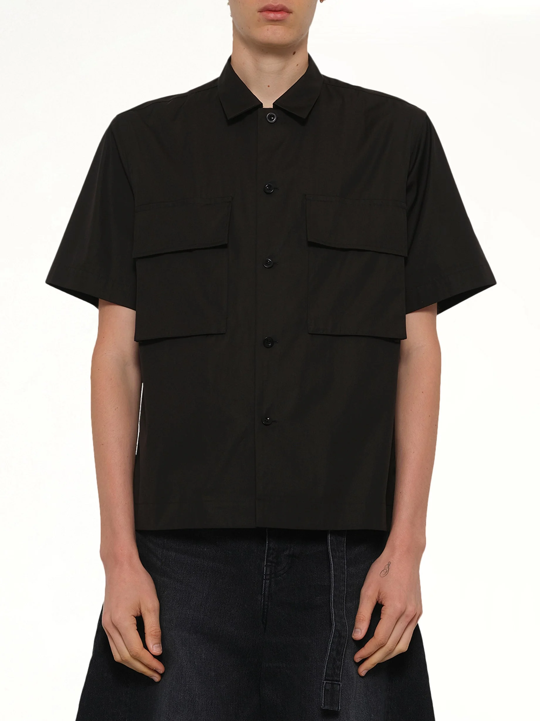 Poplin Shirt in Black - 1