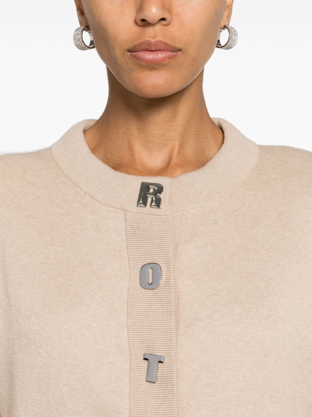 logo-lettering cardigan - 5