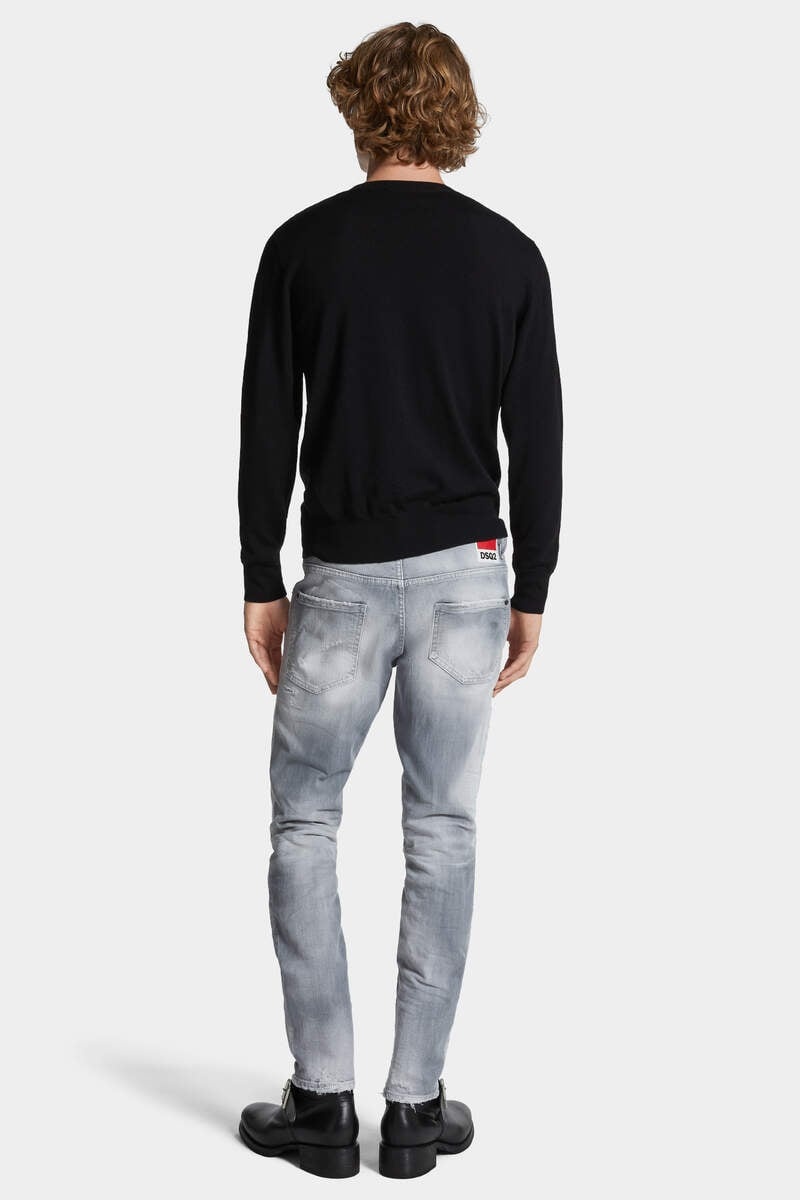 BRUSHED GREY WASH SKATER JEANS - 4