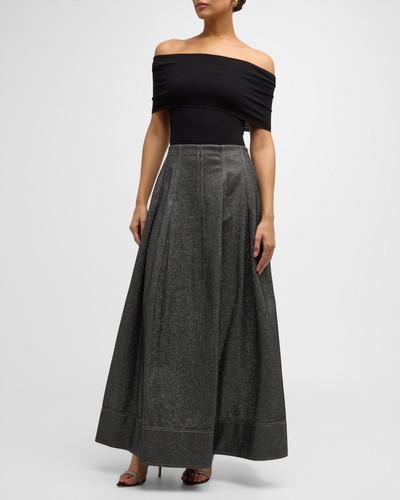 SIMKHAI Raja Pleated Metallic A-Line Maxi Skirt outlook