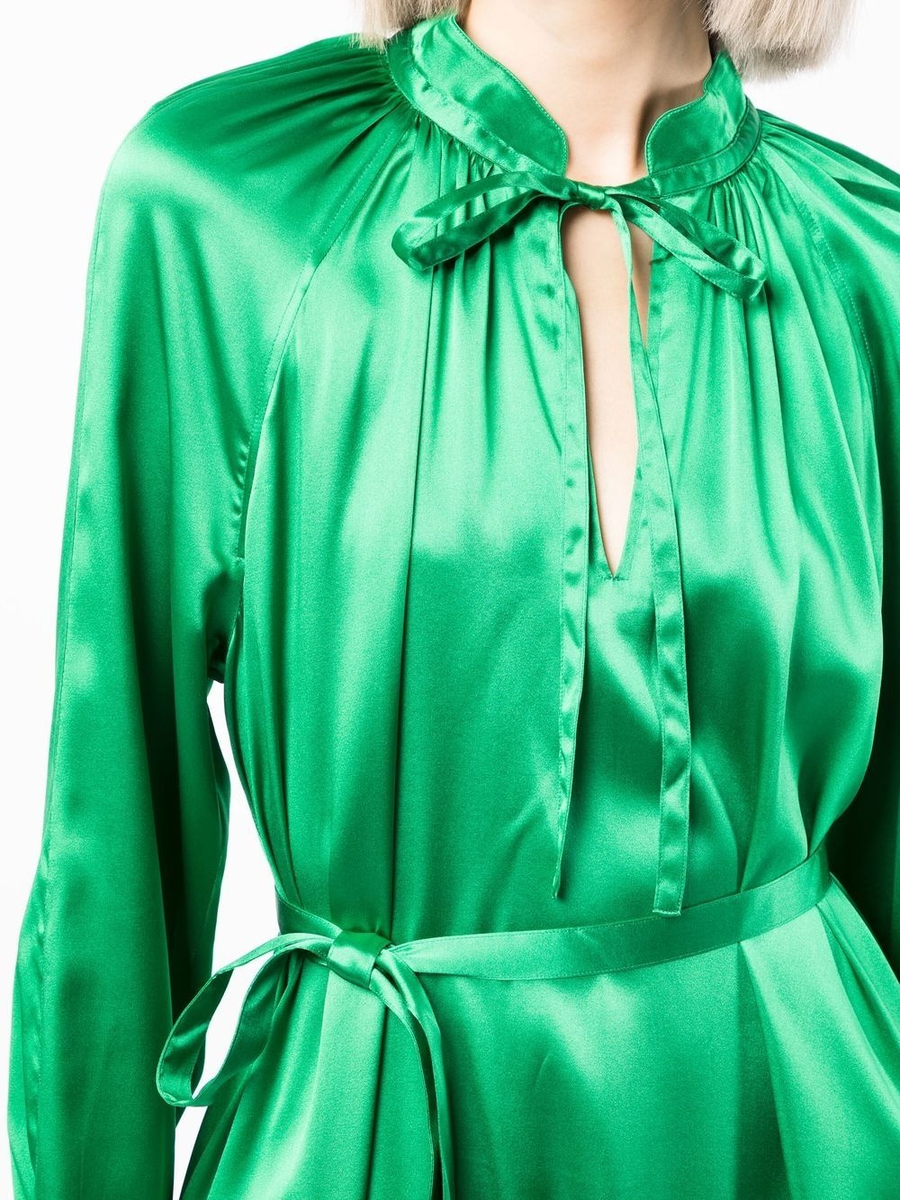 satin-finish tied-waist dress - 5