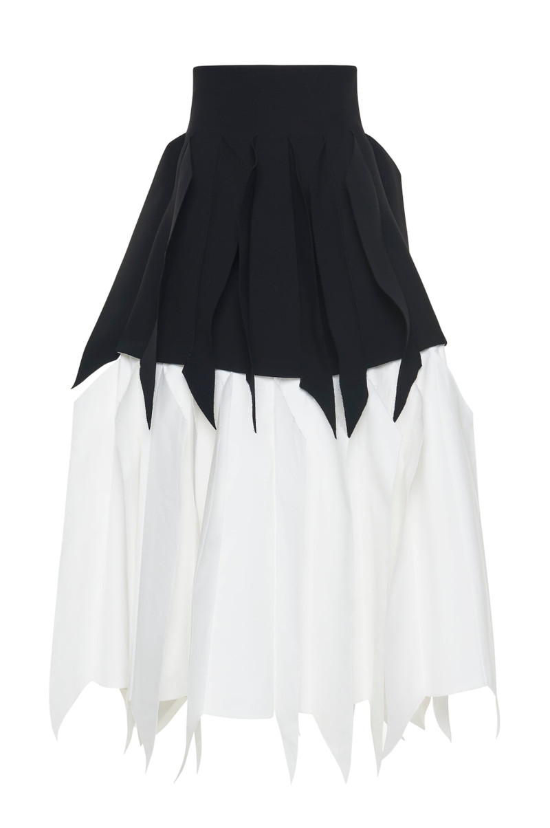 A-LINE SKIRT WITH PANEL BLACK WHITE 7