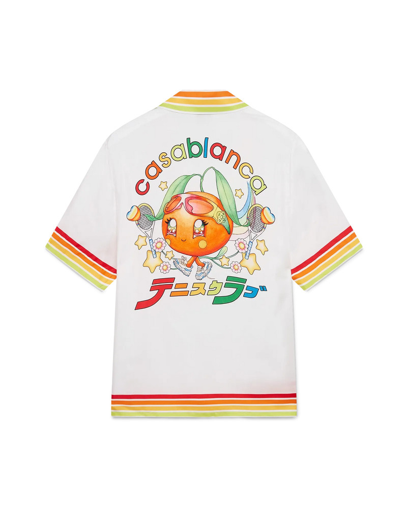 CASABLANCA Orange Mascot Short Sleeve Silk Twill Shirt | Casablanca Paris outlook