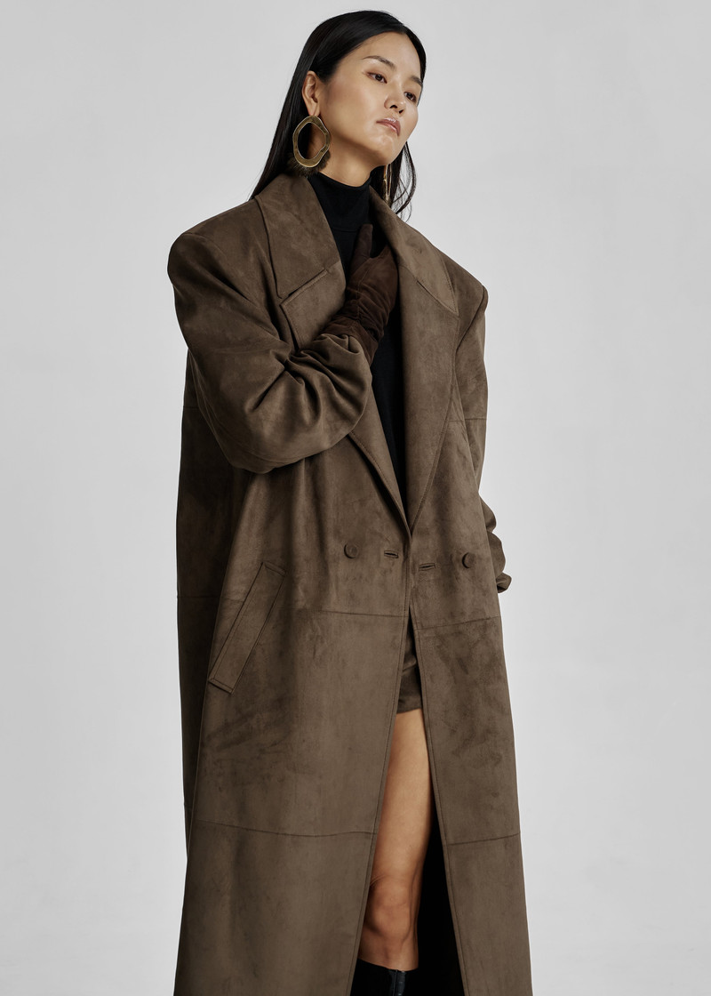 Valmere Faux Suede Coat - Brown 5