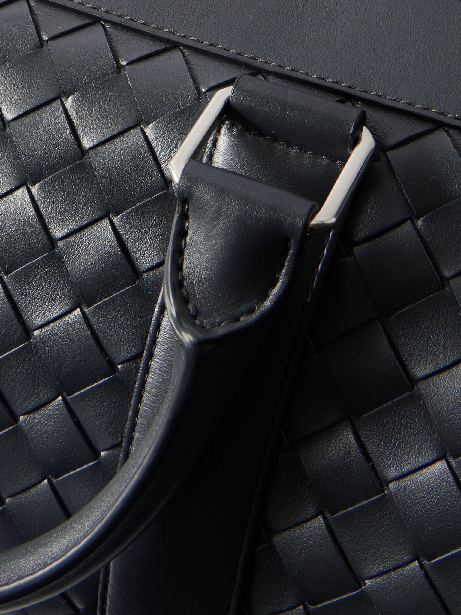 Intrecciato Leather Weekend Bag Charcoal - 4