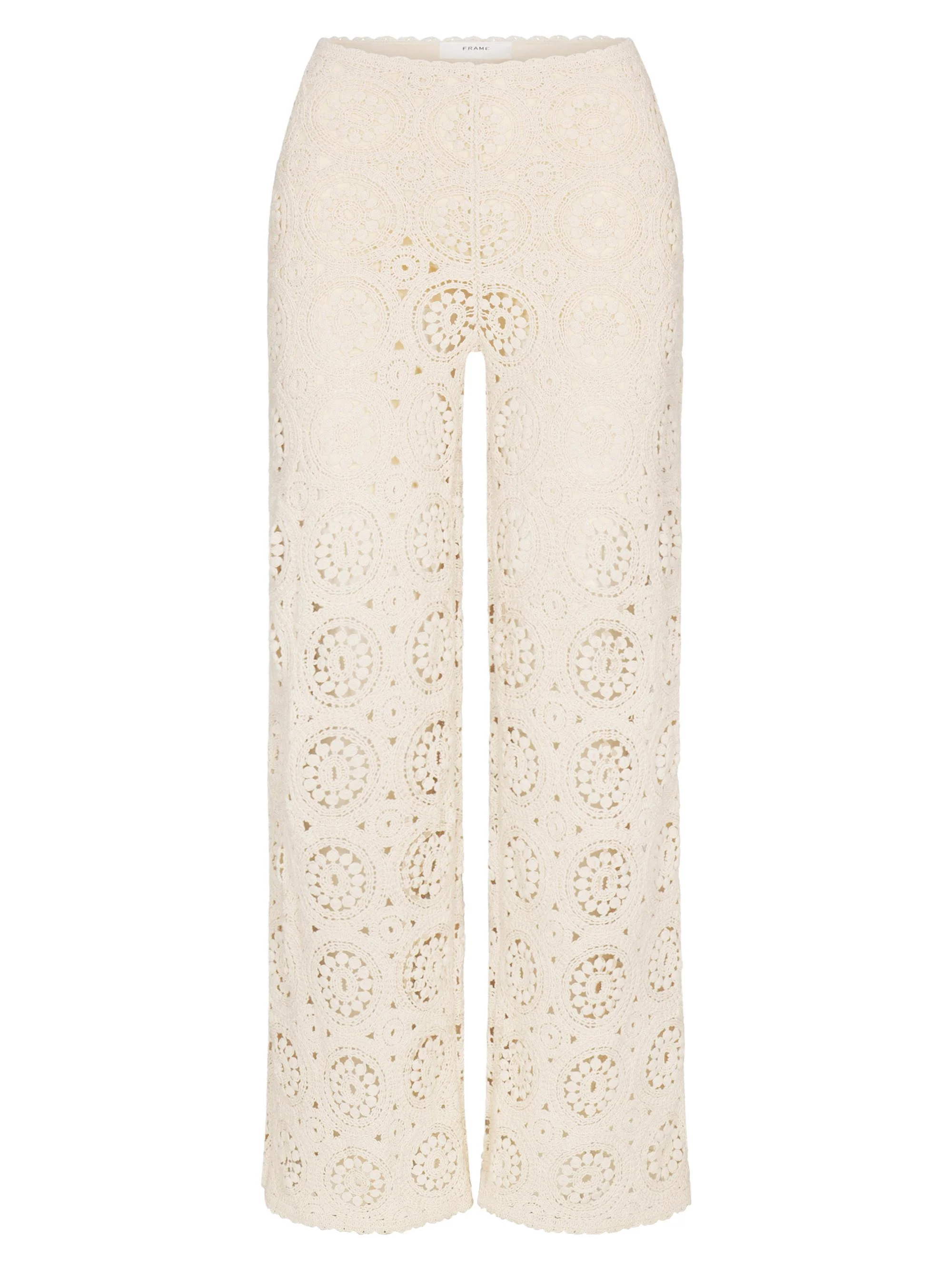 Women's Crochet Cotton Pants - Cream - 1
