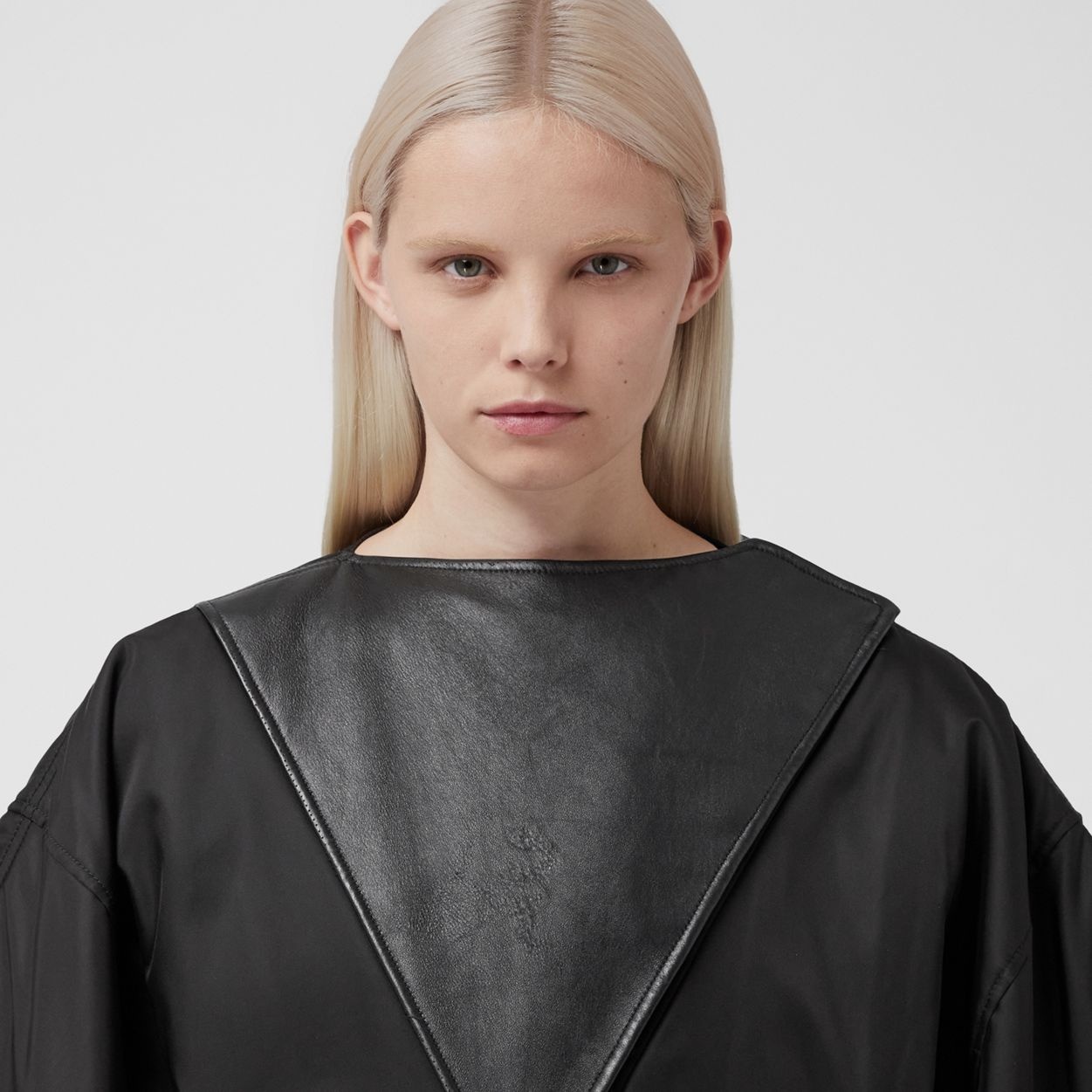 Lambskin Panel Nylon Padded Cape - 7