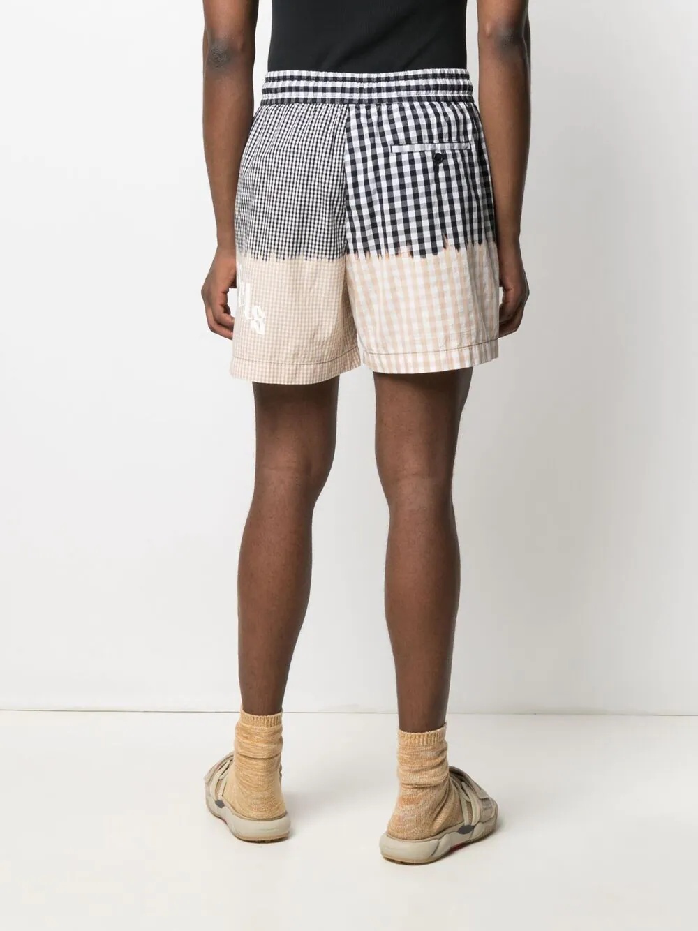 check-print track shorts - 4