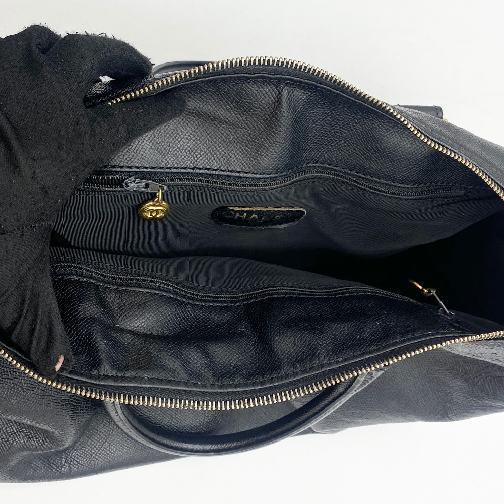 Chanel No. 5 Black Leather Duffel Bag - 13