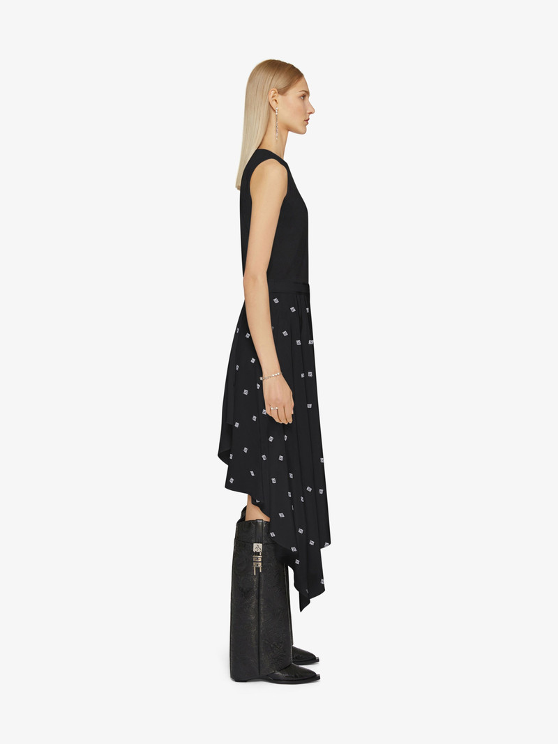 DRESS IN 4G SILK WITH ASYMMETRICAL RUFFLED SKIRT 3