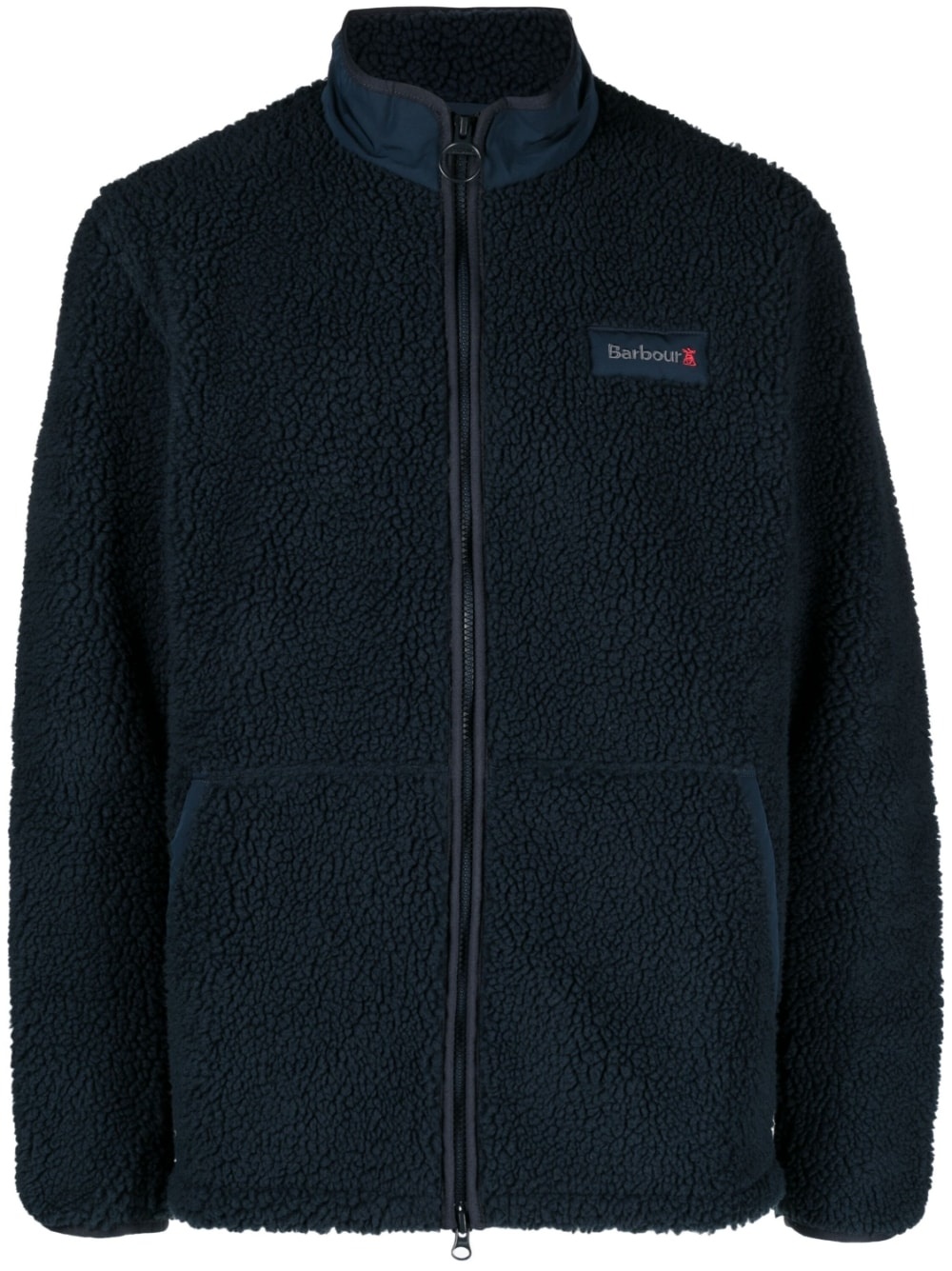 logo-patch fleece-texture jacket - 1