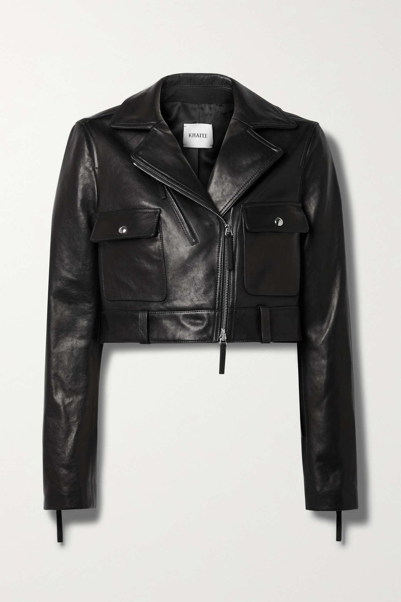 Meyla cropped leather biker jacket - 1