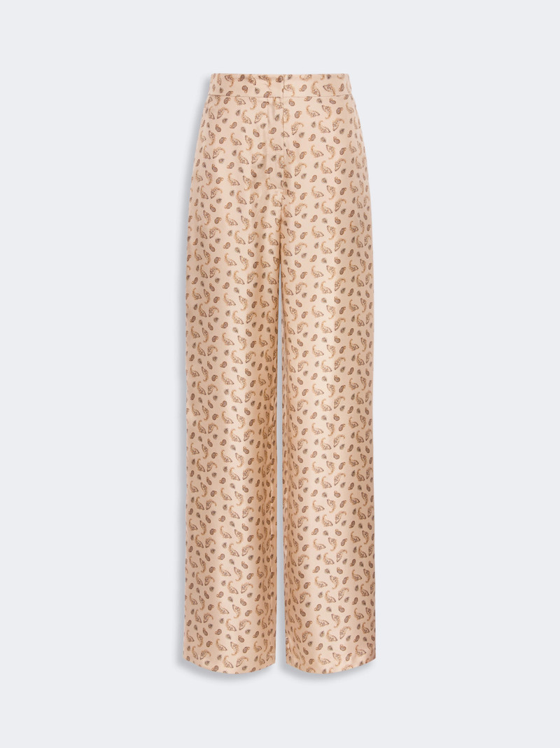 FUXIA Printed silk twill trousers - BEIGE 1