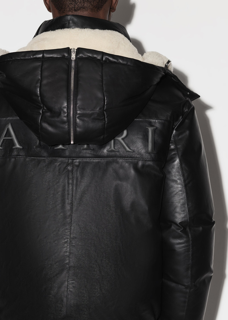 HOODED LEATHER DOWN JACKET 7