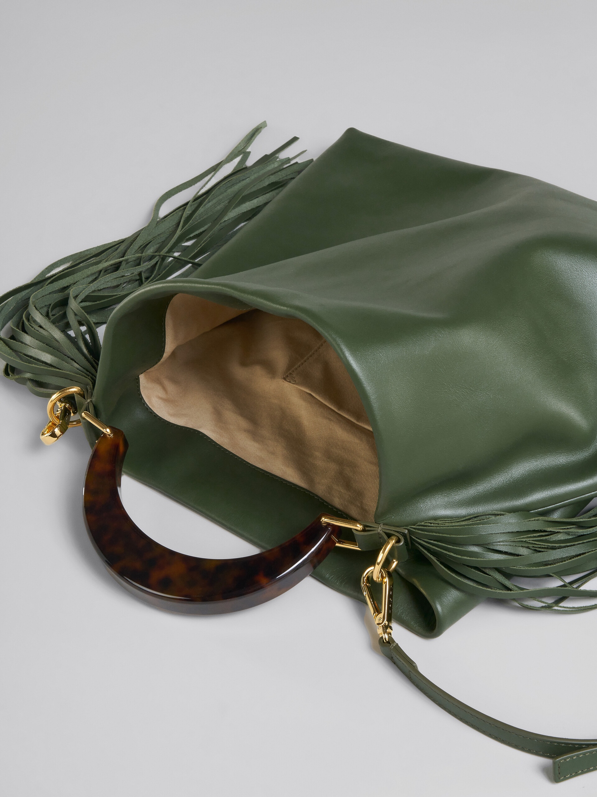 VENICE MEDIUM BAG IN GREEN LEATHER WITH FRINGES - 4