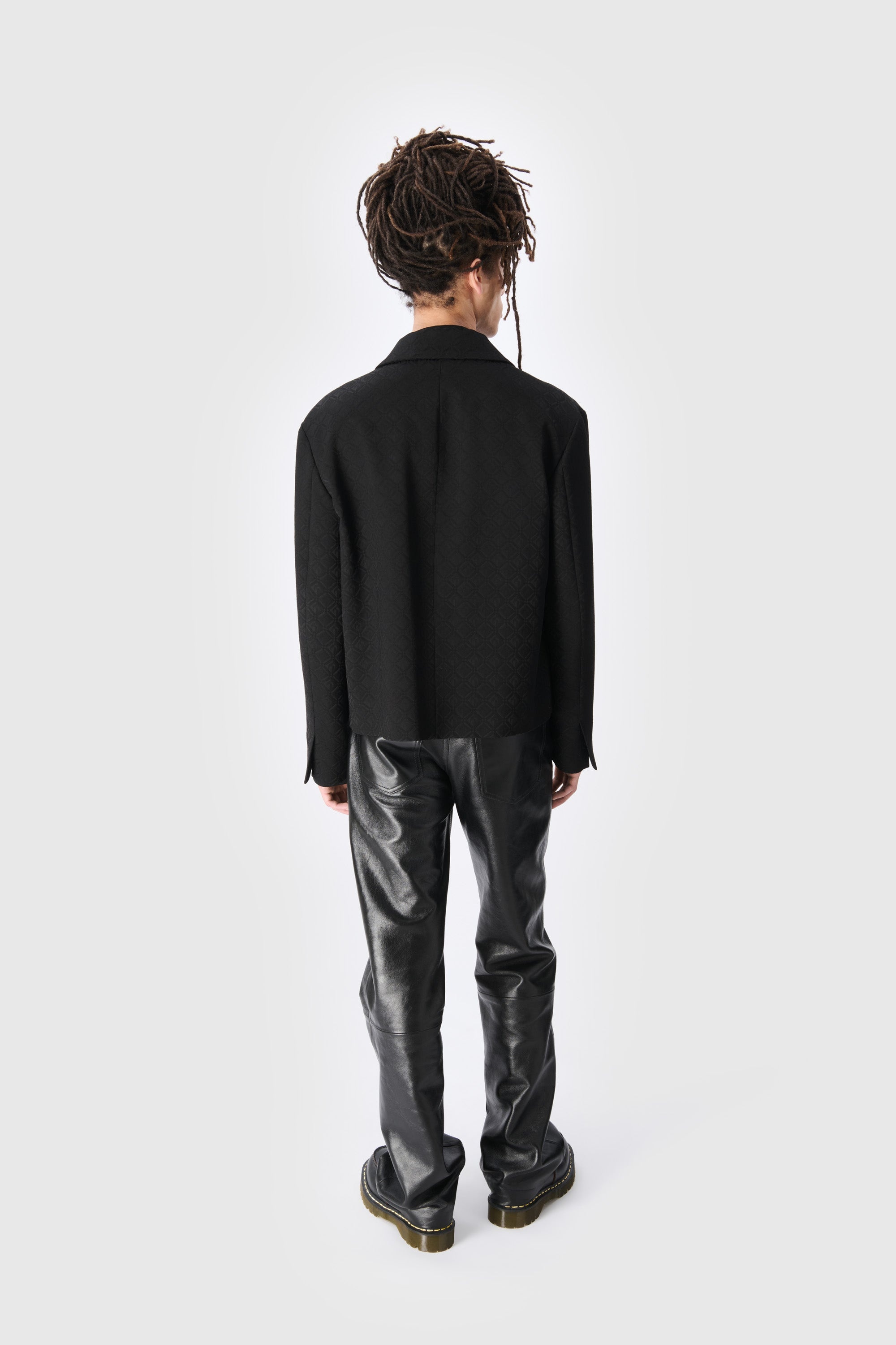 Moonogram Embossed Leather Wide Leg Pants - 2
