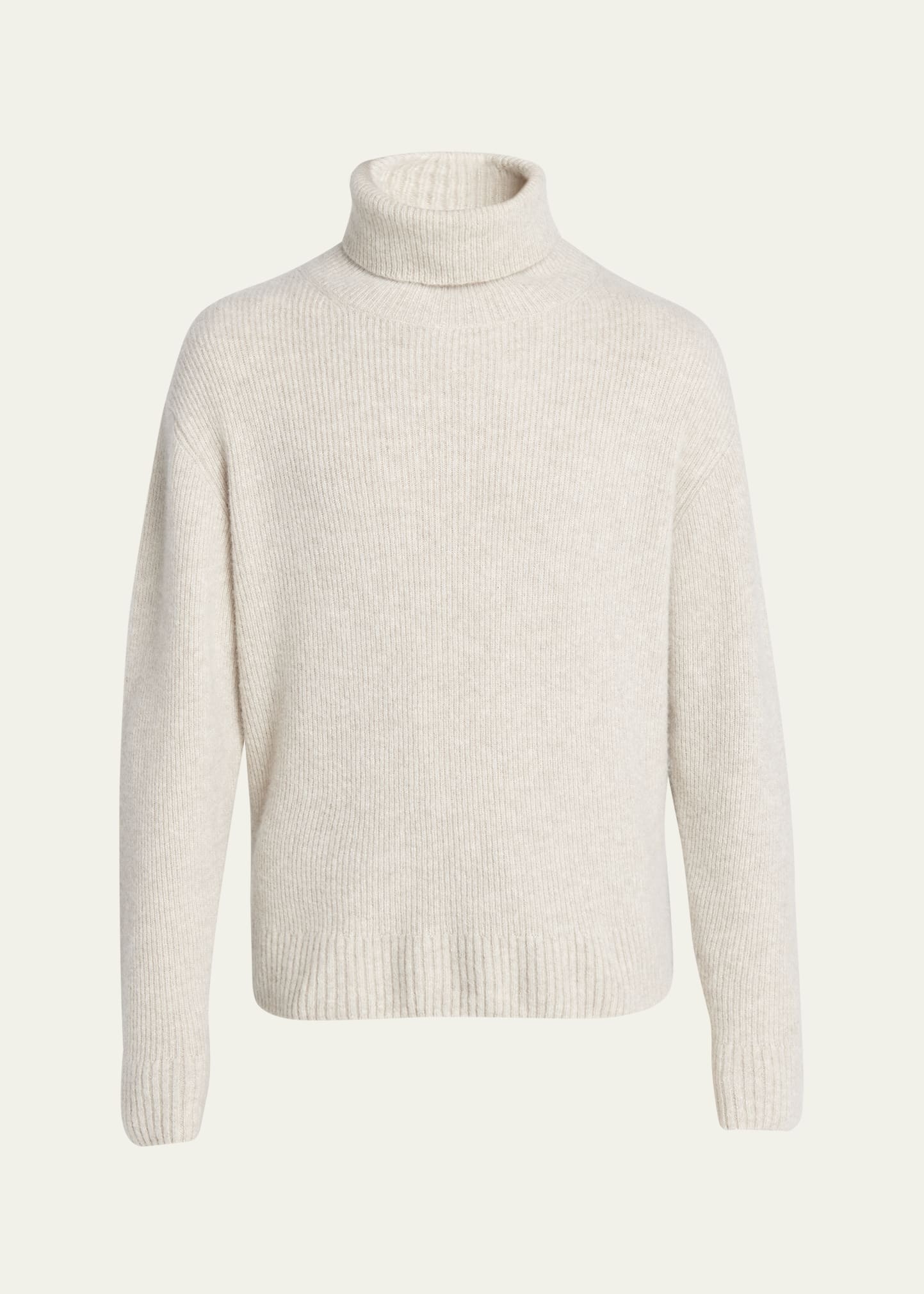 Men's Brushed Cashmere Rolled Turtleneck Sweater - 1