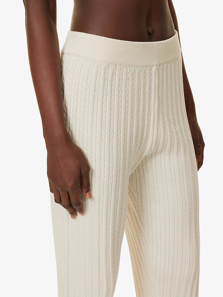 Cable-knit straight-leg cotton-cashmere knitted jogging bottoms - 5