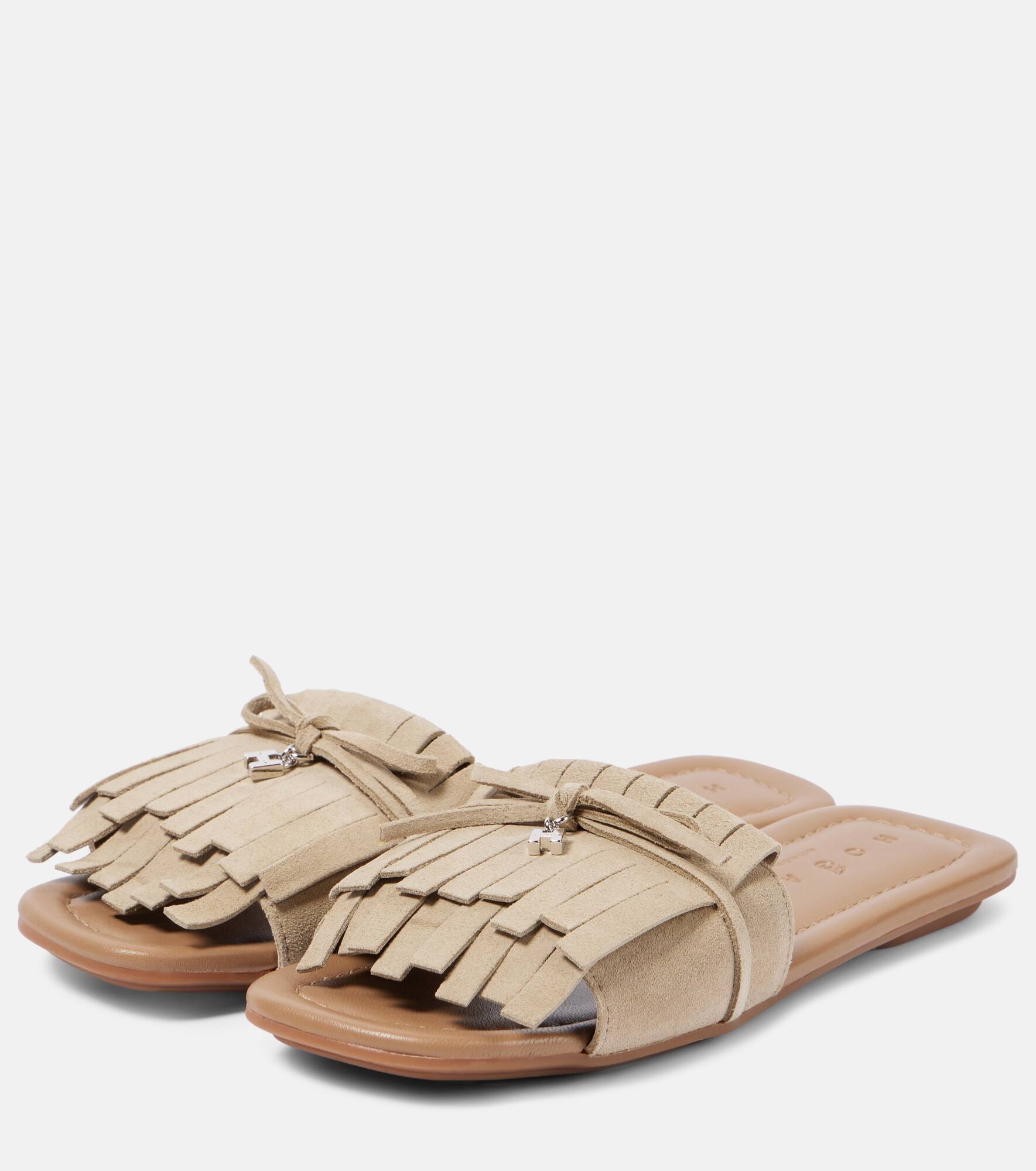 H685 fringed suede slides - 4