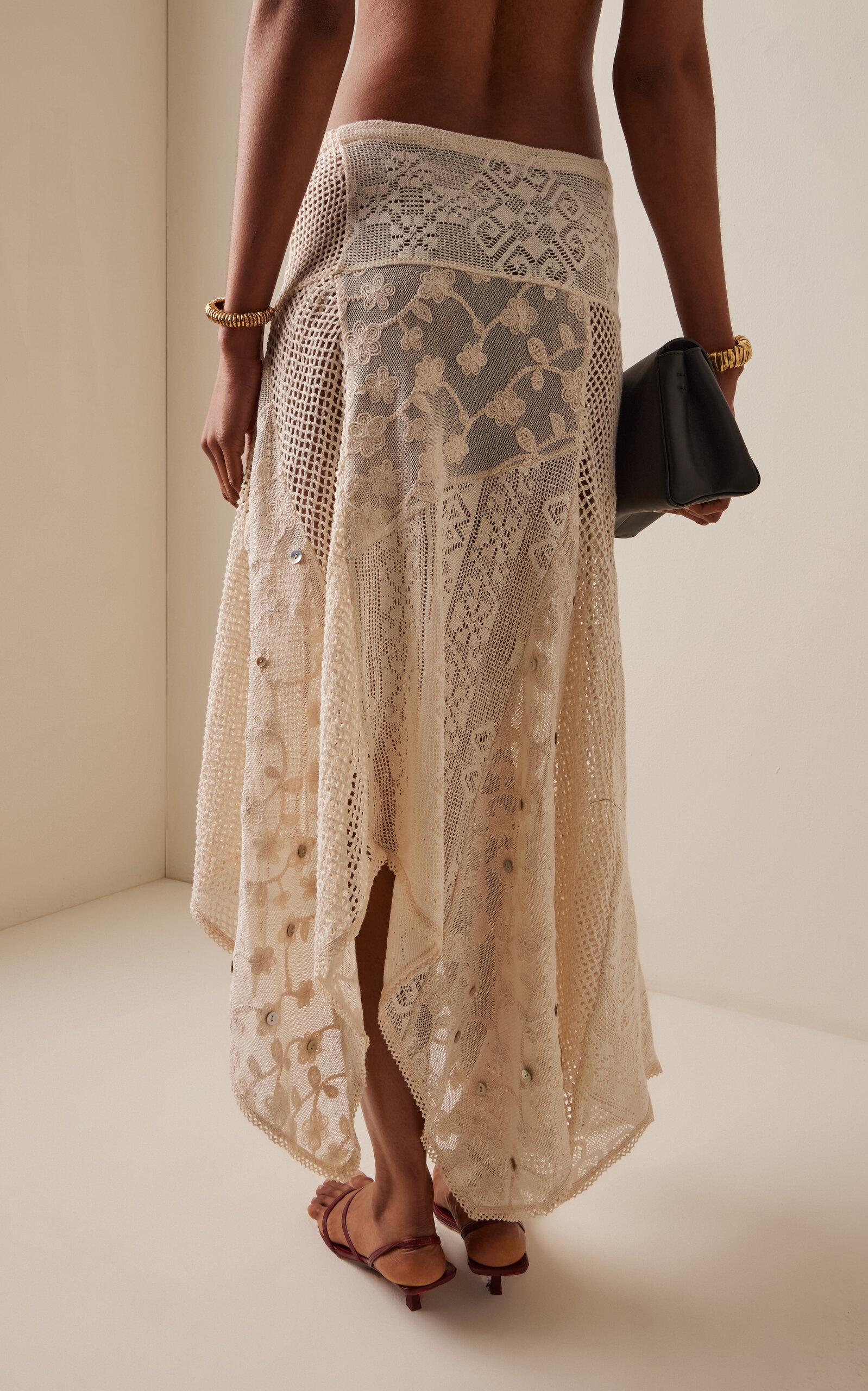 Felipe Asymmetric Lace Midi Skirt white - 4