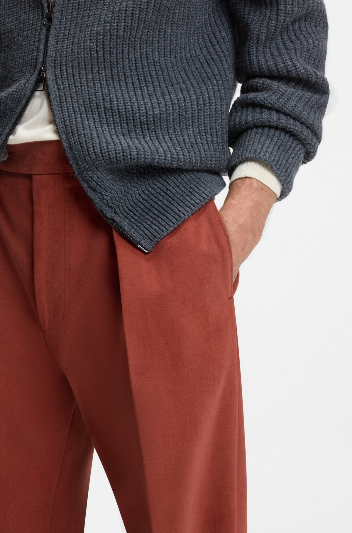 BECKHAM X BOSS MICRO-PATTERNED TROUSERS IN COTTON - 5