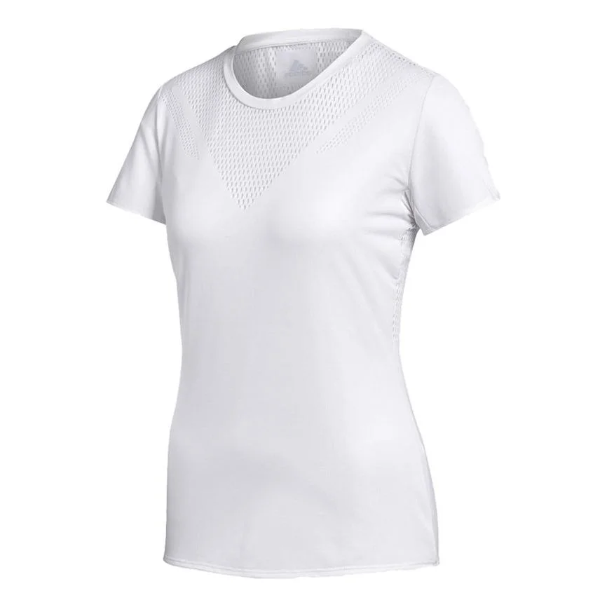 (WMNS) adidas Mesh Hollow Out Casual Sports Short Sleeve White BR9837 - 1