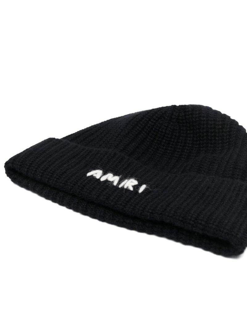 logo-embroidered ribbed-knit beanie hat - 2