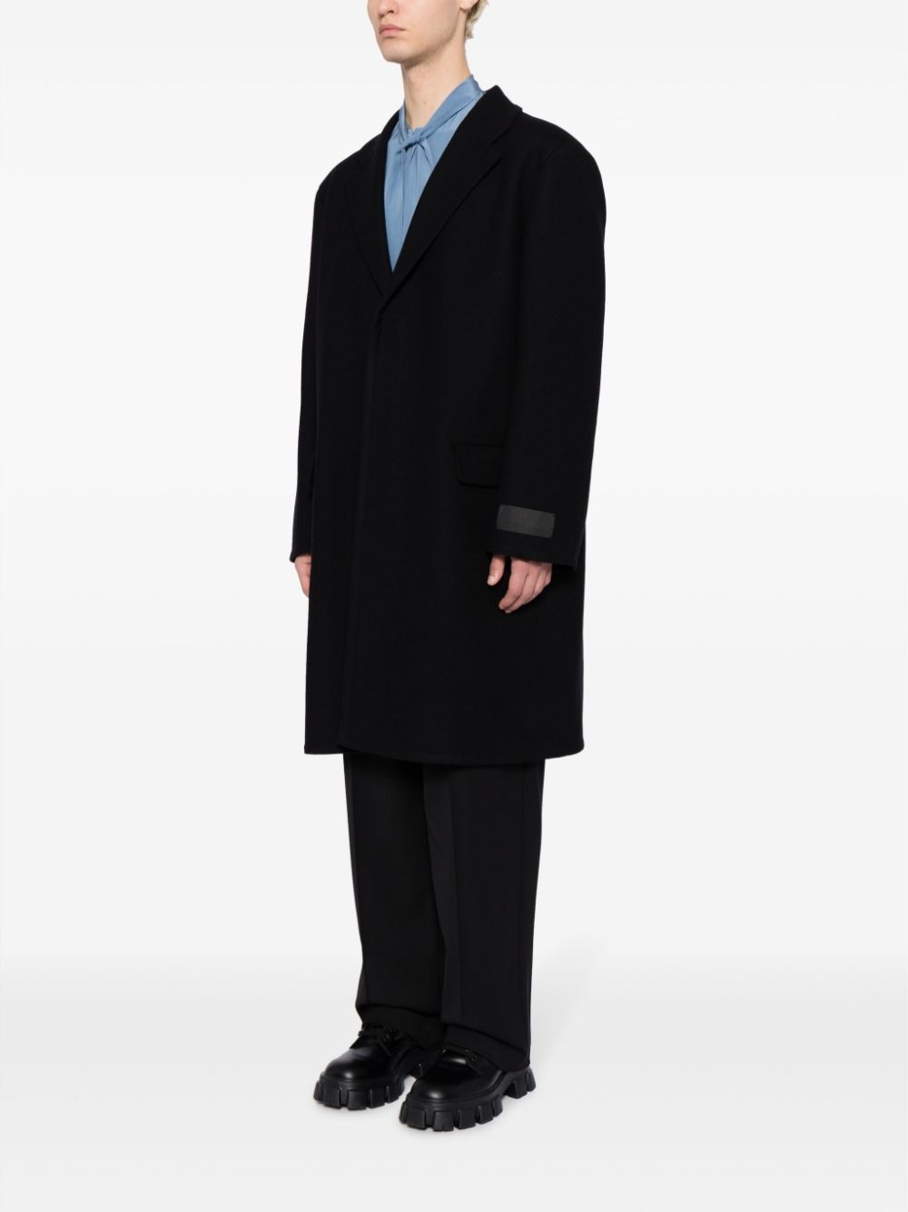 single-breasted wool-blend coat - 3