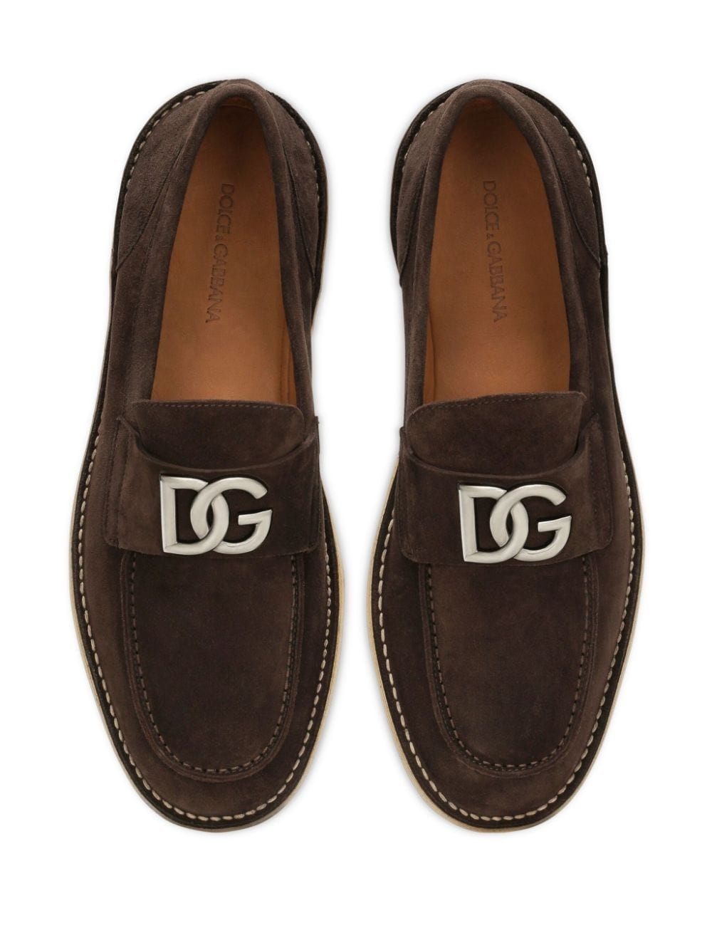 logo-plaque suede loafers - 4