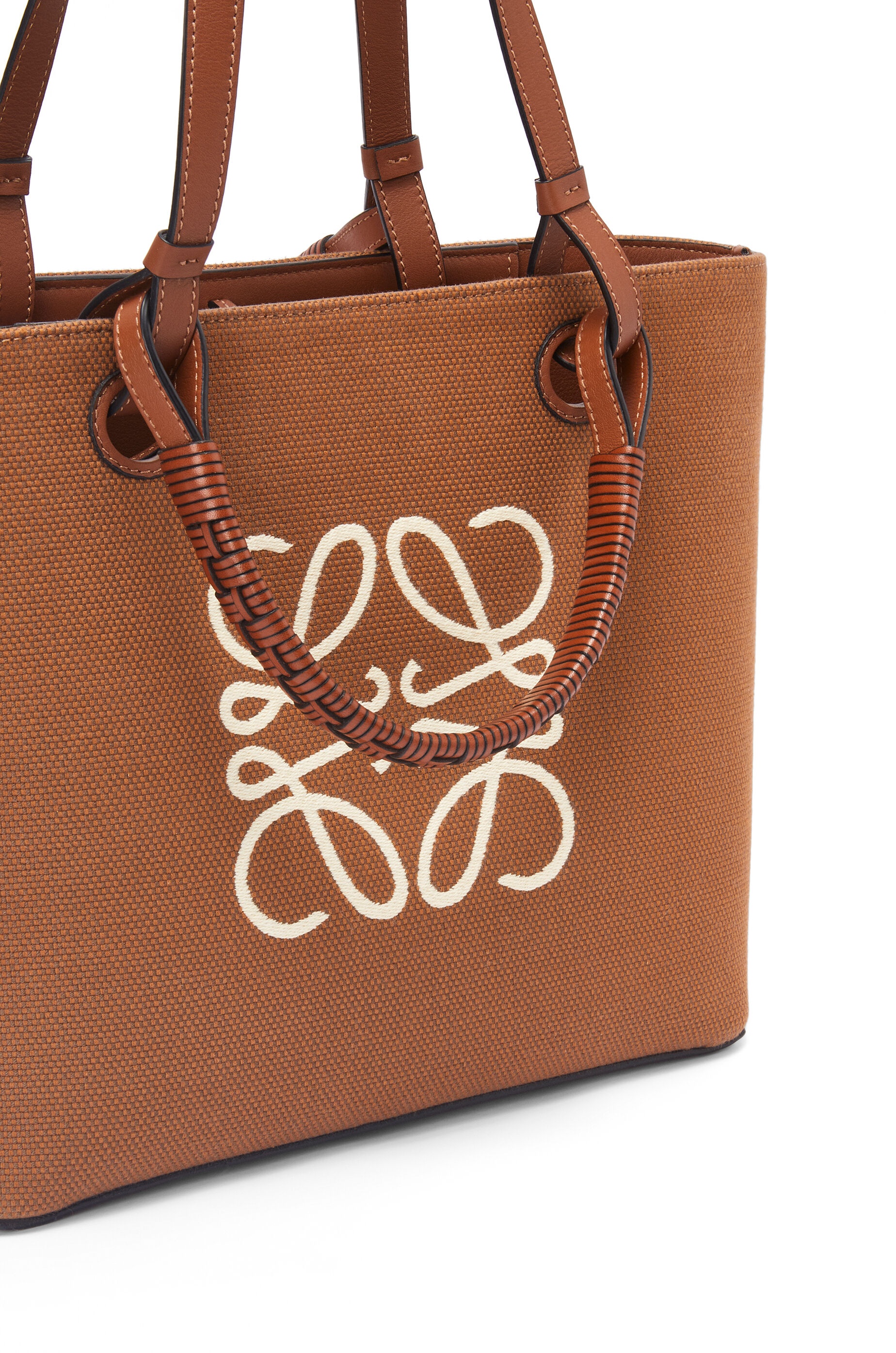 Small Anagram Tote bag in jacquard and calfskin - 6