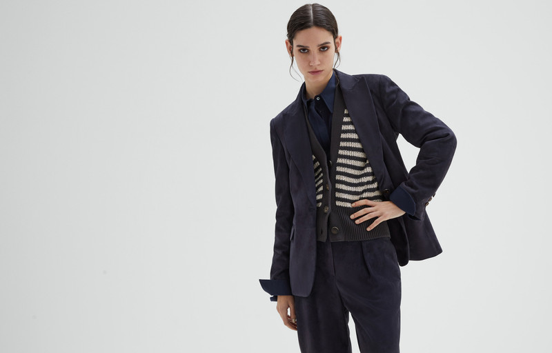Suede blazer with monili 6