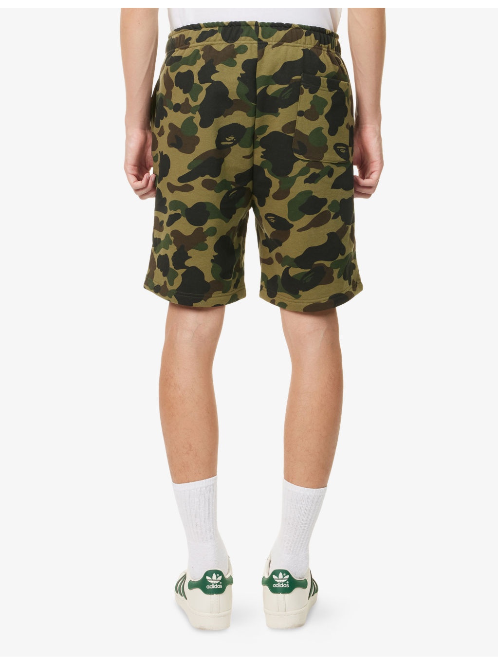 Camo Shark Printed Cotton Sweat Shorts - 4