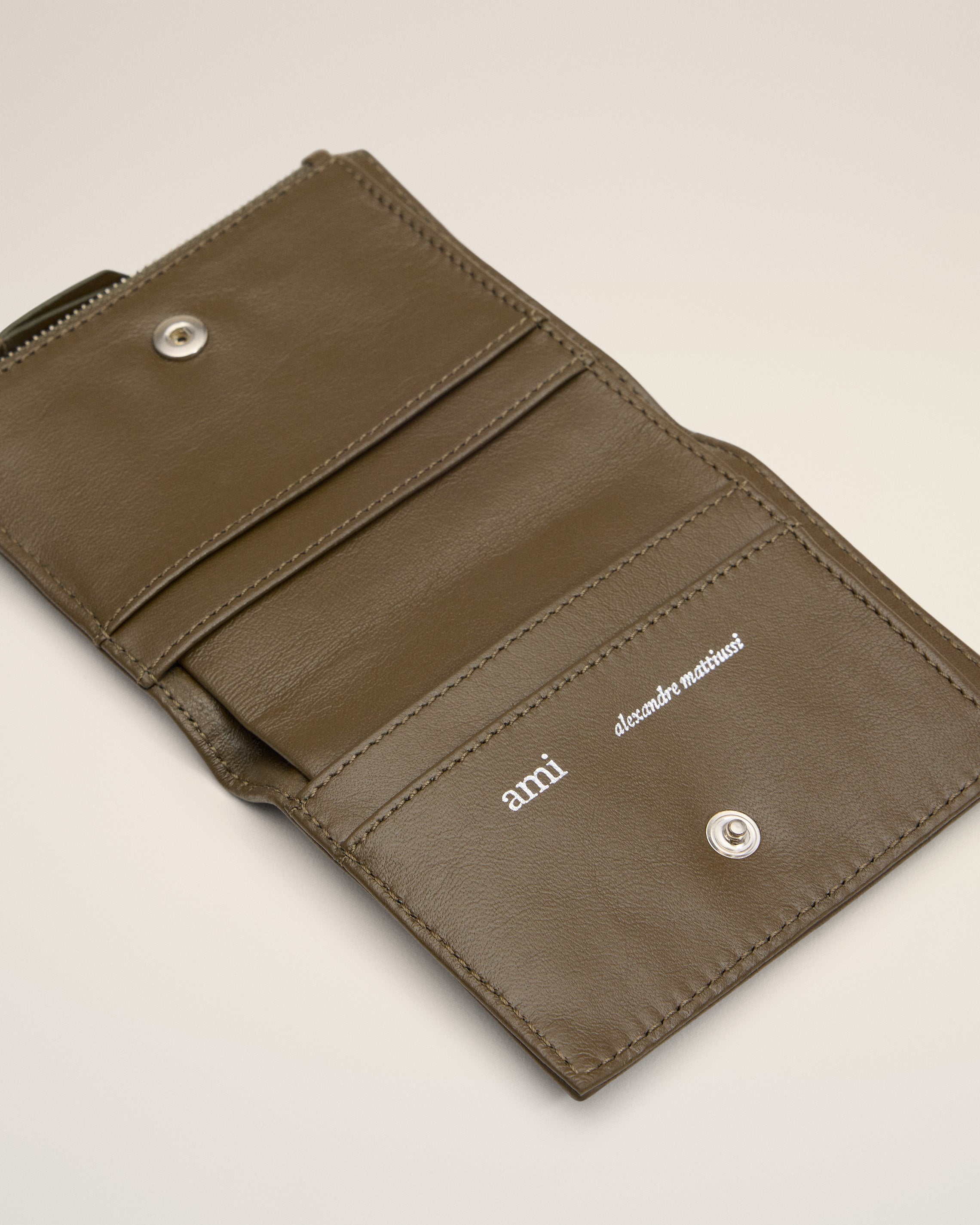 KHAKI LEATHER VOULEZ-VOUS FOLDED WALLET - 3