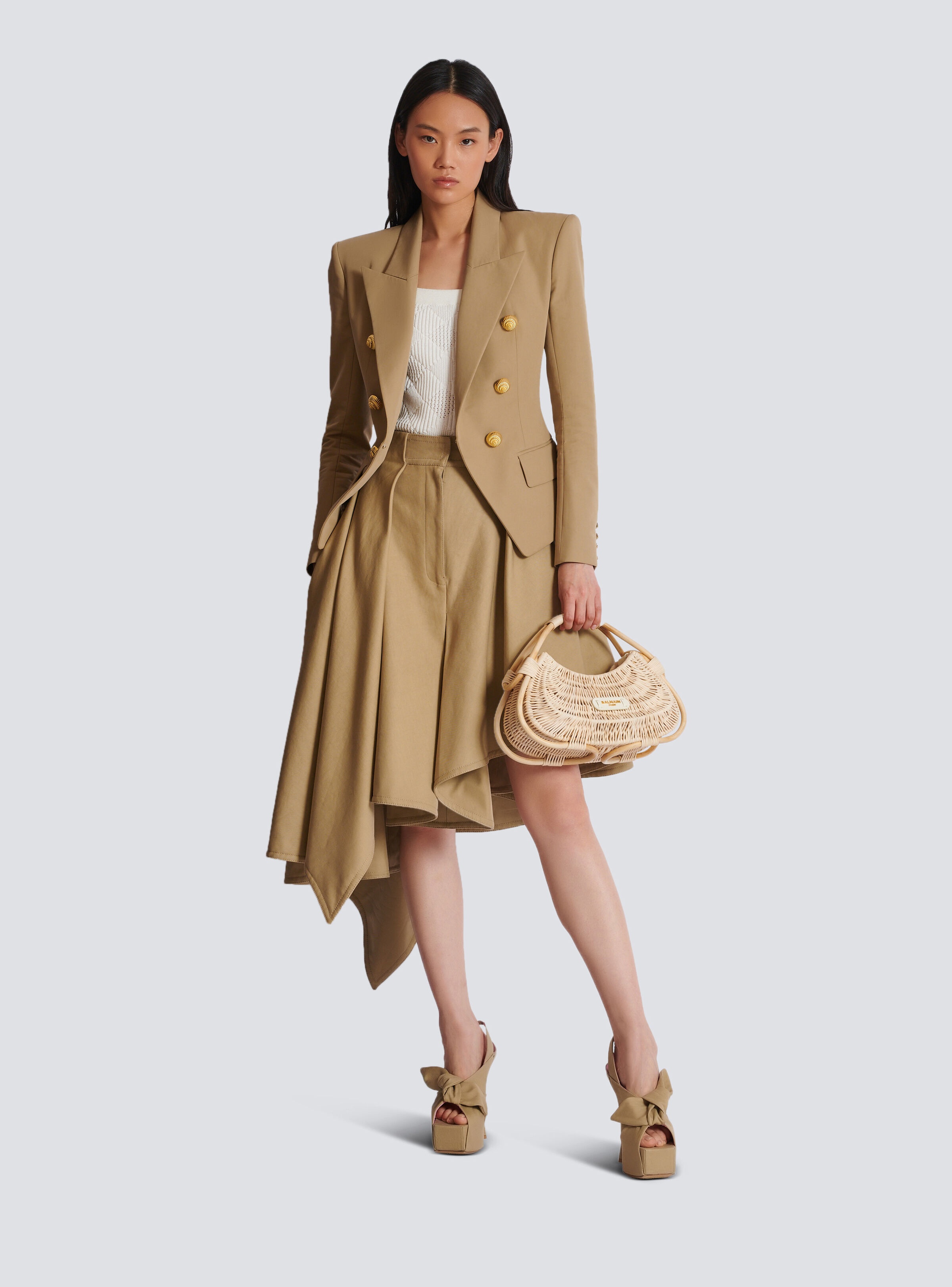 Asymmetric pleated cotton skirt - 2