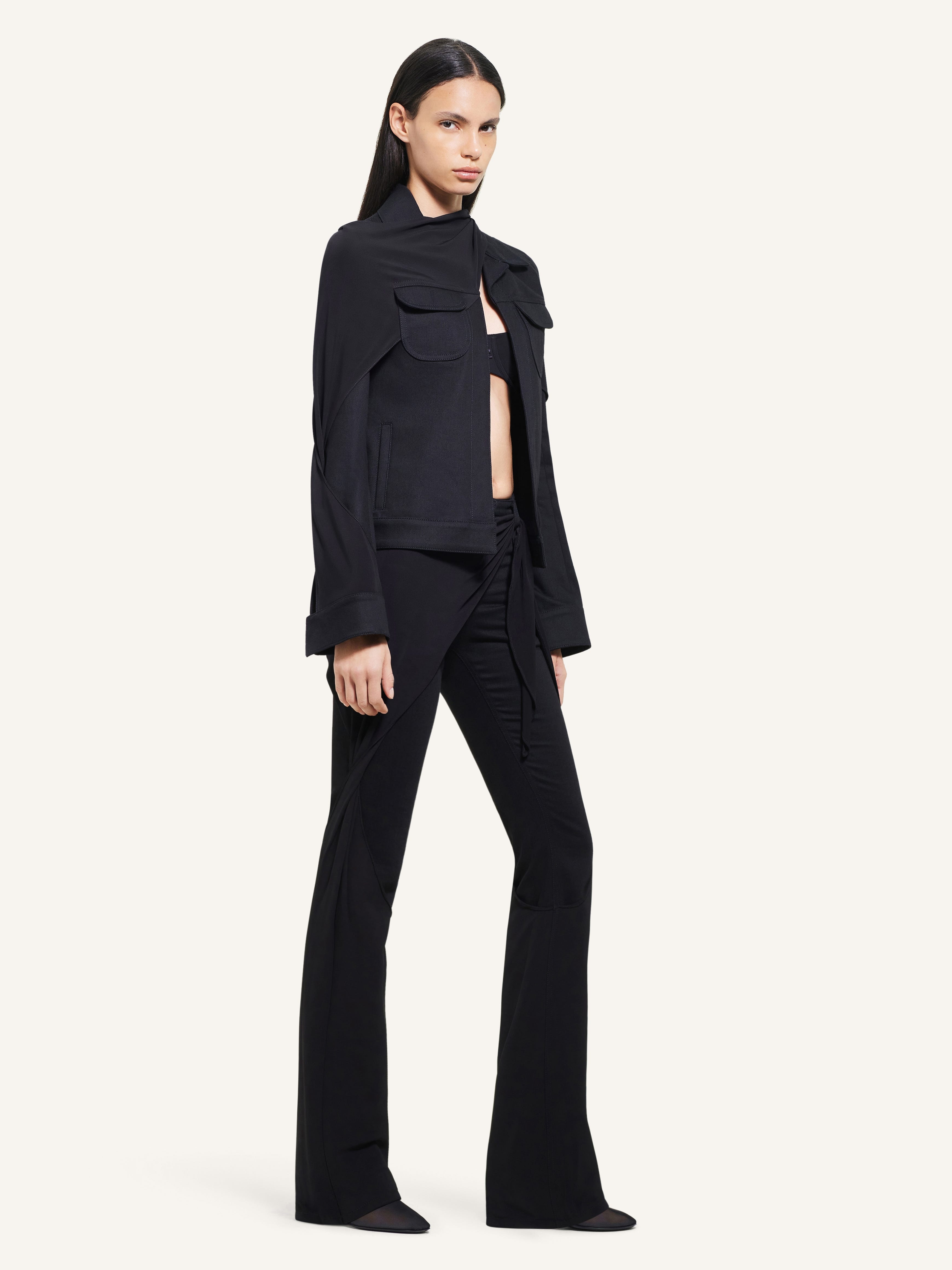 5-POCKET DENIM PANTS WITH DRAPÉ - 3