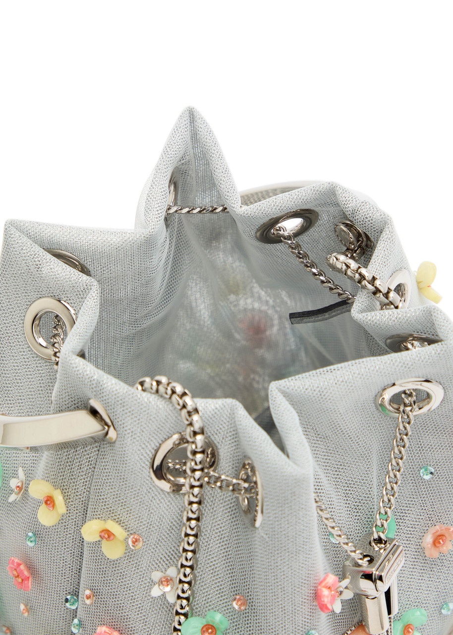 Jimmy Choo Bon Bon Floral-embellished Mesh Bucket bag - 4